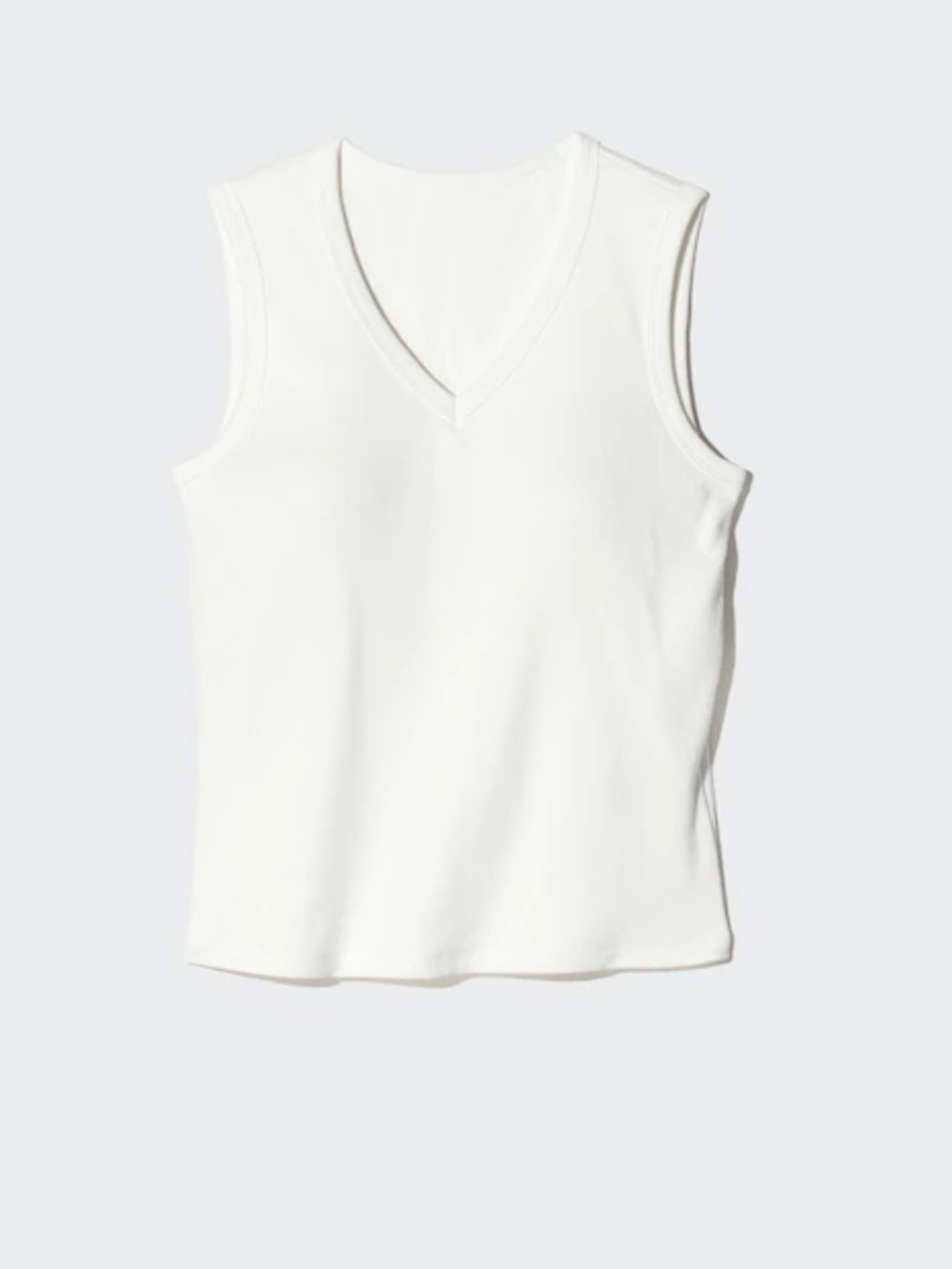 Uniqlo White Sleeveless V-Neck Tank Top With Built In Bra - Picture 8 of 9